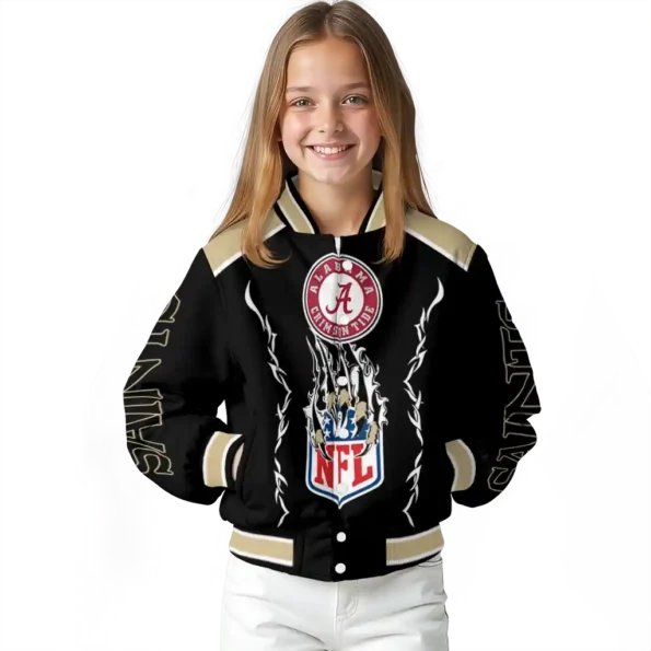 customized new orleans saints claw blood gold black varsity jacket top rated