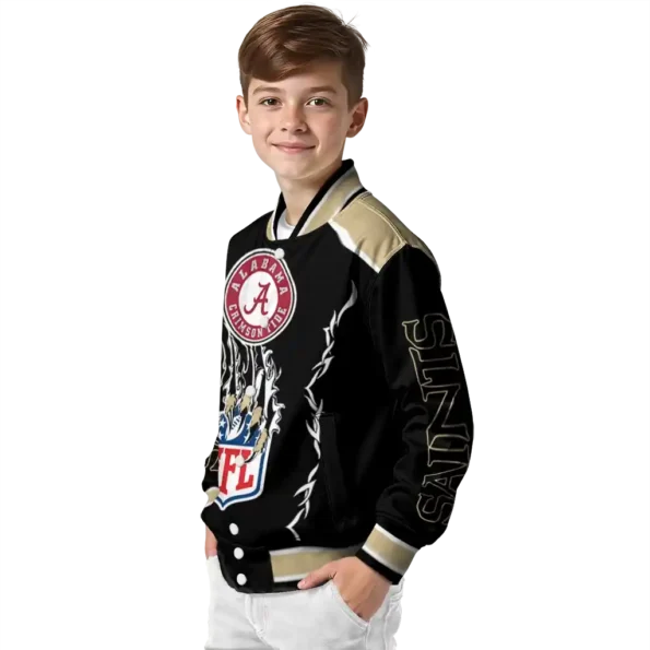 customized new orleans saints claw blood gold black varsity jacket trendy