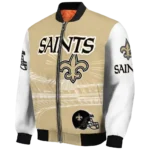 customized new orleans saints ferris arena gold white bomber jacket best selling