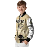 customized new orleans saints ferris arena gold white bomber jacket best selling