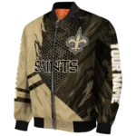 customized new orleans saints hexagon mesh gold black bomber jacket best selling