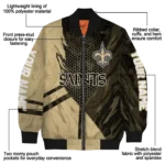 customized new orleans saints hexagon mesh gold black bomber jacket best selling