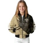 customized new orleans saints hexagon mesh gold black bomber jacket best selling