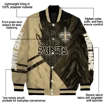 customized new orleans saints hexagon mesh gold black varsity jacket best selling