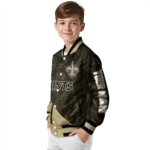 customized new orleans saints hexagon mesh gold black varsity jacket best selling