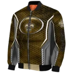 customized new orleans saints power plate gold bomber jacket best selling