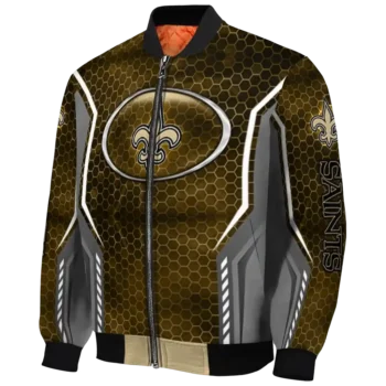 customized new orleans saints power plate gold bomber jacket best selling