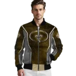 customized new orleans saints power plate gold bomber jacket best selling