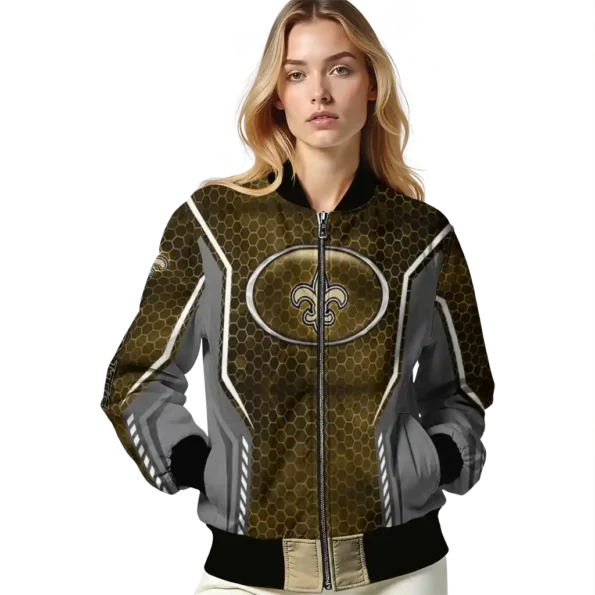 customized new orleans saints power plate gold bomber jacket latest model