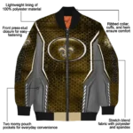 customized new orleans saints power plate gold bomber jacket best selling