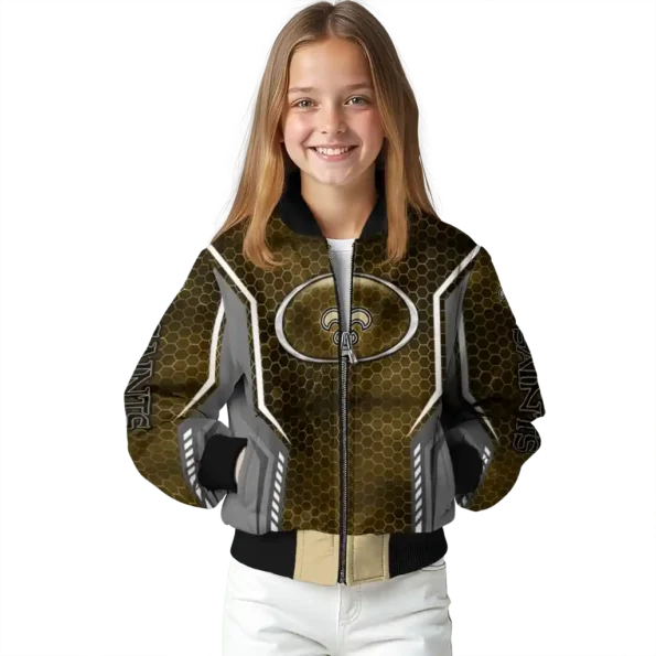 customized new orleans saints power plate gold bomber jacket top rated