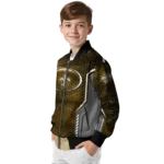 customized new orleans saints power plate gold bomber jacket best selling