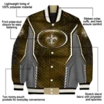 customized new orleans saints power plate gold varsity jacket best selling