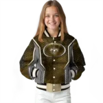 customized new orleans saints power plate gold varsity jacket best selling