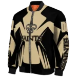customized new orleans saints spider mark gold black crocs bomber jacket best selling