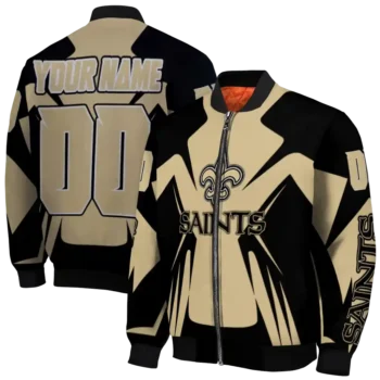 customized new orleans saints spider mark gold black crocs bomber jacket fashion forward