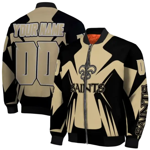 customized new orleans saints spider mark gold black crocs bomber jacket fashion forward