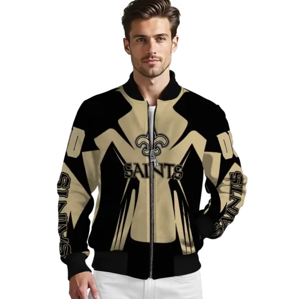 customized new orleans saints spider mark gold black crocs bomber jacket high quality
