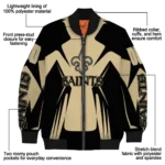 customized new orleans saints spider mark gold black crocs bomber jacket best selling