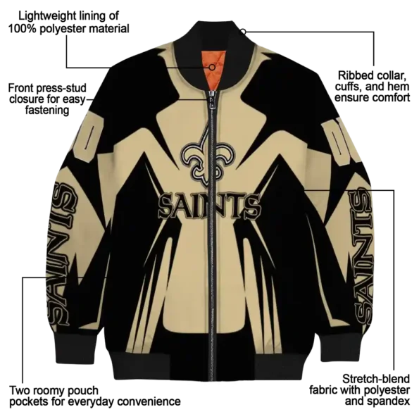 customized new orleans saints spider mark gold black crocs bomber jacket new arrival