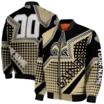 customized new orleans saints star burst gold bomber jacket best selling