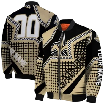 customized new orleans saints star burst gold bomber jacket fashion forward