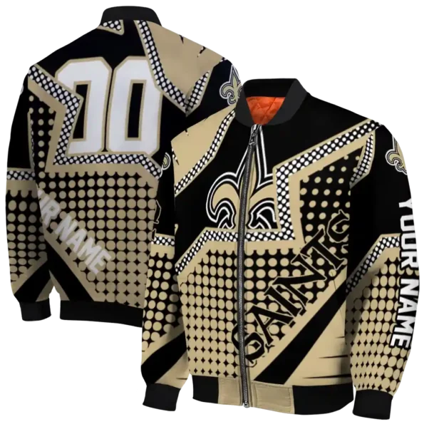 customized new orleans saints star burst gold bomber jacket fashion forward