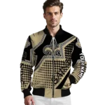customized new orleans saints star burst gold bomber jacket best selling