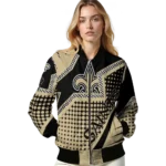 customized new orleans saints star burst gold bomber jacket best selling