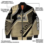 customized new orleans saints star burst gold bomber jacket best selling