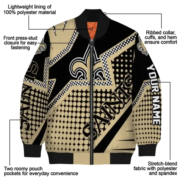 customized new orleans saints star burst gold bomber jacket new arrival