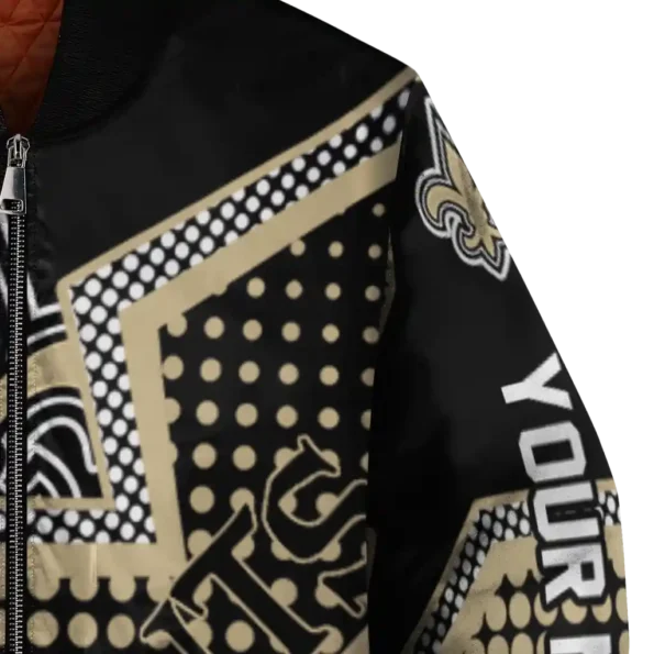 customized new orleans saints star burst gold bomber jacket premium grade
