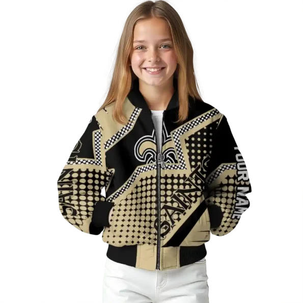 customized new orleans saints star burst gold bomber jacket top rated