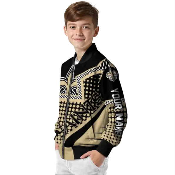 customized new orleans saints star burst gold bomber jacket trendy
