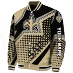 customized new orleans saints star burst gold varsity jacket best selling