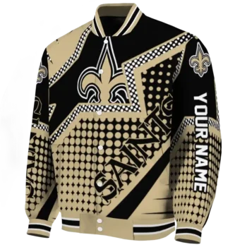 customized new orleans saints star burst gold varsity jacket best selling