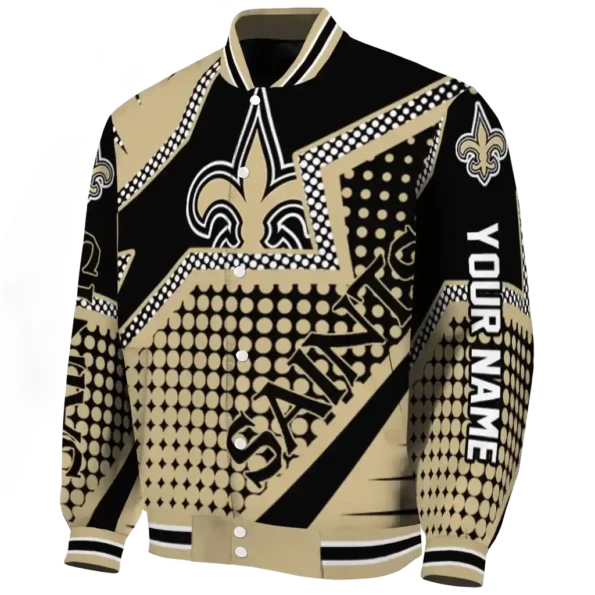 customized new orleans saints star burst gold varsity jacket best selling