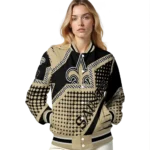 customized new orleans saints star burst gold varsity jacket best selling