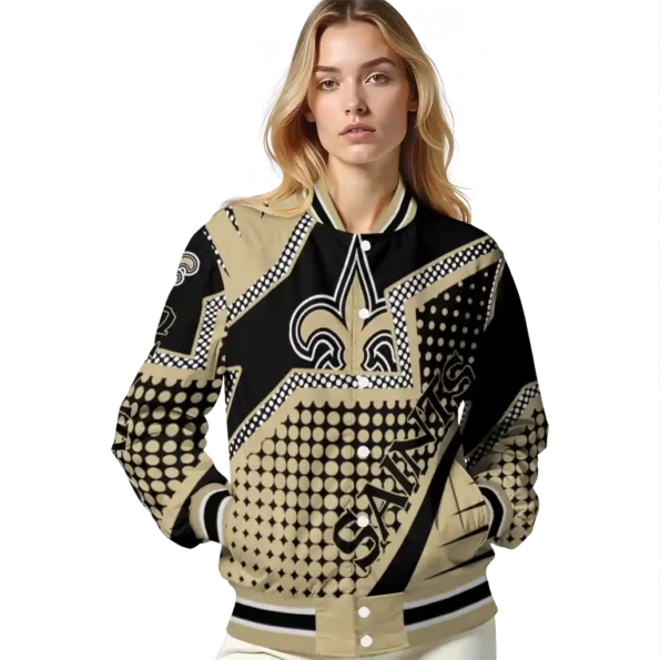 customized new orleans saints star burst gold varsity jacket latest model
