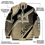 customized new orleans saints star burst gold varsity jacket best selling