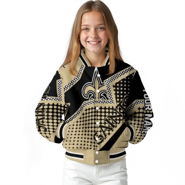 customized new orleans saints star burst gold varsity jacket top rated