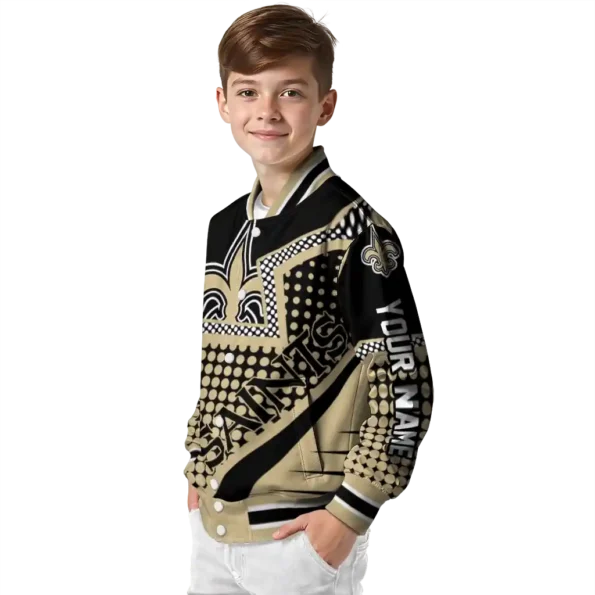 customized new orleans saints star burst gold varsity jacket trendy
