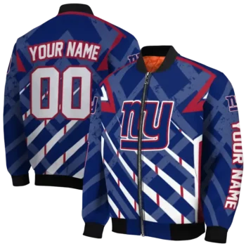 customized new york giants chevron angles blue bomber jacket fashion forward