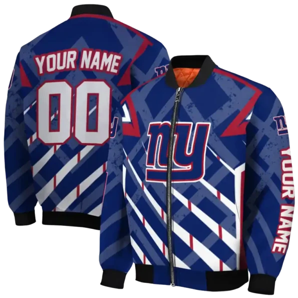 customized new york giants chevron angles blue bomber jacket fashion forward