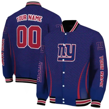 customized new york giants chevron arrow blue varsity jacket fashion forward