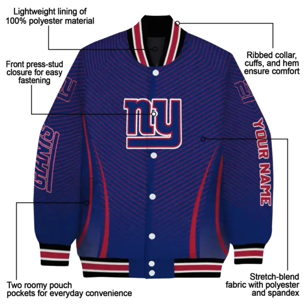 customized new york giants chevron arrow blue varsity jacket new arrival
