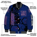 customized new york giants hexagon cluster blue black varsity jacket best selling