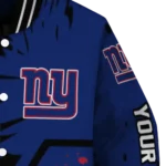 customized new york giants hexagon cluster blue black varsity jacket best selling