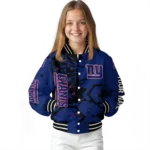 customized new york giants hexagon cluster blue black varsity jacket best selling