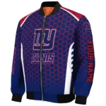 customized new york giants hexagon grid blue bomber jacket best selling